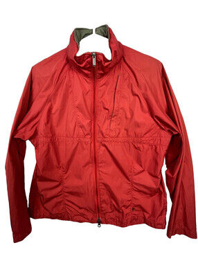 Woolrich Women’s M Orange Lightweight Hooded Windbreaker Jacket Running Packable
